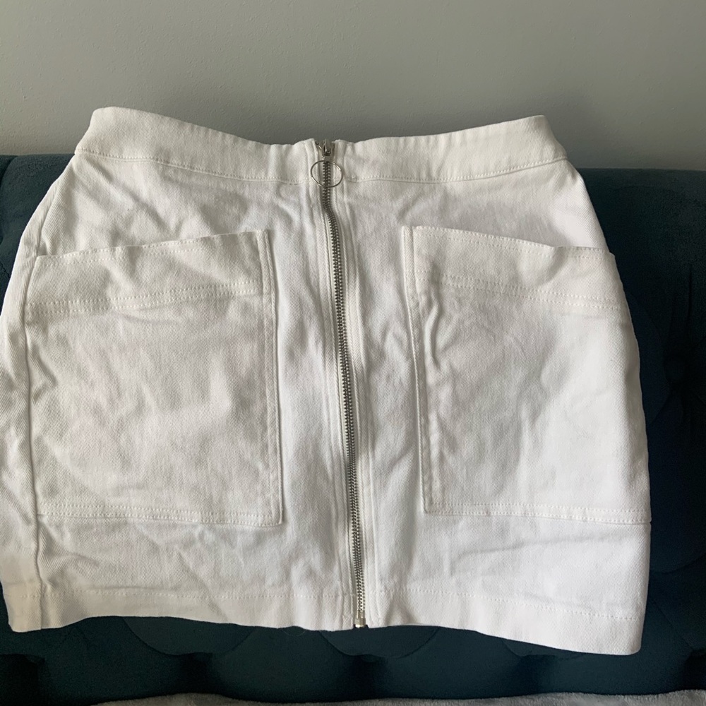 Forever 21 White Highwaisted Jean Skirt